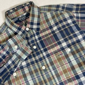 Polo Ralph‎ Lauren Men's Medium Plaid Double Front Pocket Long Sleeve Camp Shirt
